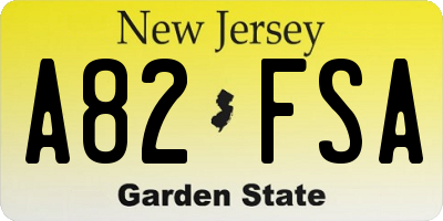 NJ license plate A82FSA