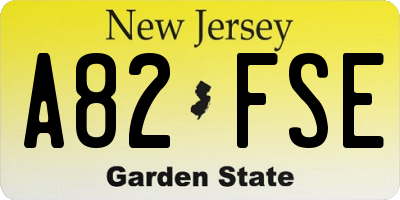 NJ license plate A82FSE