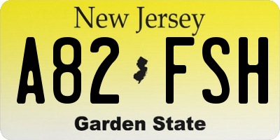 NJ license plate A82FSH