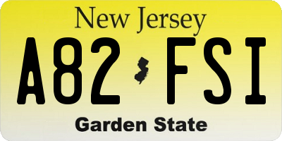 NJ license plate A82FSI