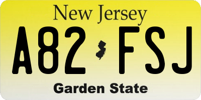 NJ license plate A82FSJ