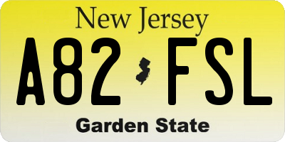 NJ license plate A82FSL