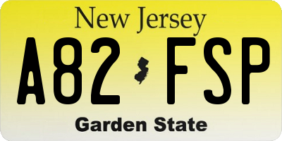 NJ license plate A82FSP