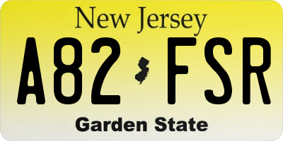 NJ license plate A82FSR
