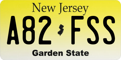 NJ license plate A82FSS