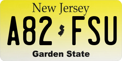 NJ license plate A82FSU