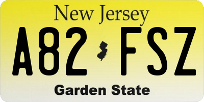 NJ license plate A82FSZ