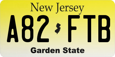 NJ license plate A82FTB