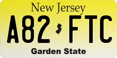 NJ license plate A82FTC