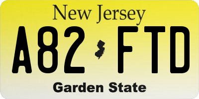 NJ license plate A82FTD