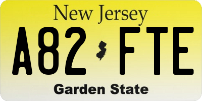 NJ license plate A82FTE