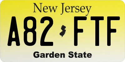 NJ license plate A82FTF