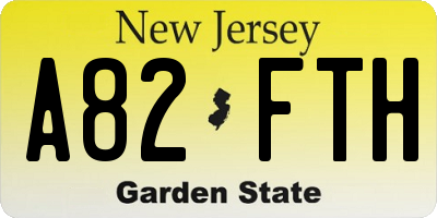 NJ license plate A82FTH