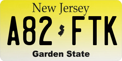 NJ license plate A82FTK