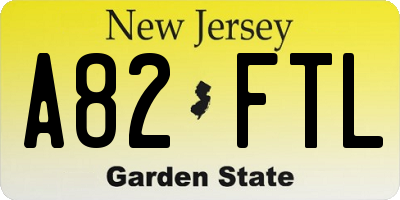 NJ license plate A82FTL