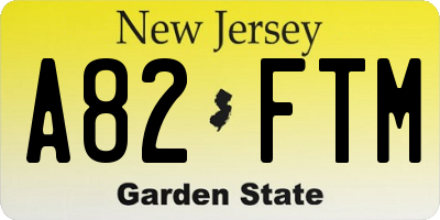 NJ license plate A82FTM