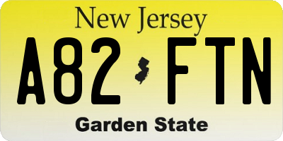 NJ license plate A82FTN