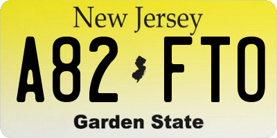 NJ license plate A82FTO