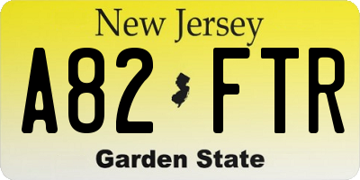 NJ license plate A82FTR