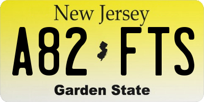 NJ license plate A82FTS