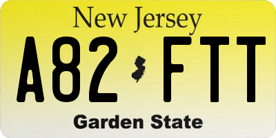 NJ license plate A82FTT