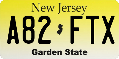 NJ license plate A82FTX
