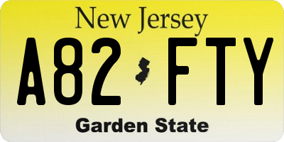 NJ license plate A82FTY