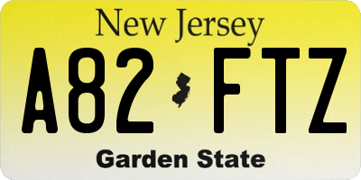 NJ license plate A82FTZ