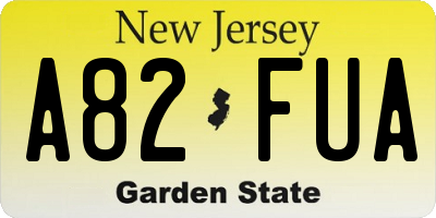 NJ license plate A82FUA