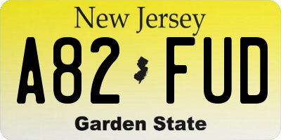 NJ license plate A82FUD