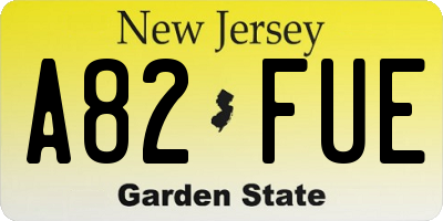 NJ license plate A82FUE
