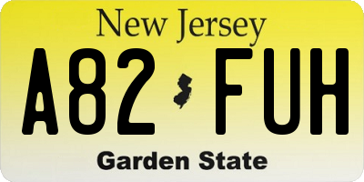 NJ license plate A82FUH