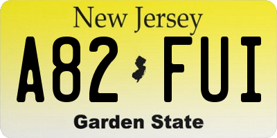 NJ license plate A82FUI