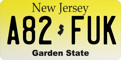 NJ license plate A82FUK