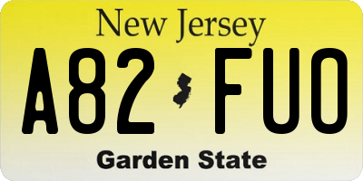 NJ license plate A82FUO
