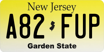 NJ license plate A82FUP