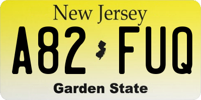NJ license plate A82FUQ
