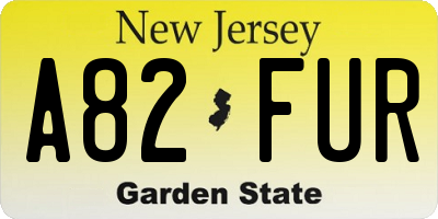 NJ license plate A82FUR