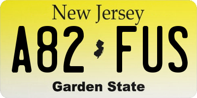 NJ license plate A82FUS