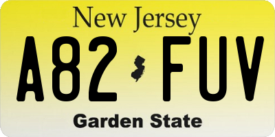 NJ license plate A82FUV