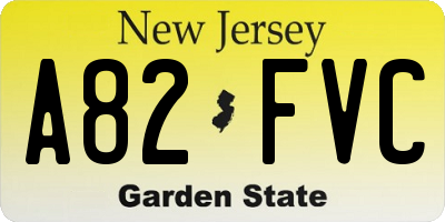 NJ license plate A82FVC