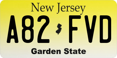 NJ license plate A82FVD