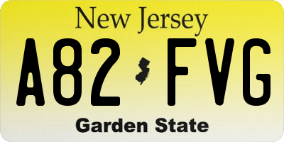 NJ license plate A82FVG