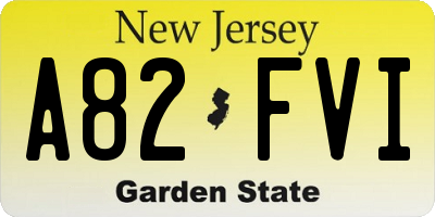 NJ license plate A82FVI