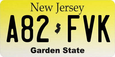 NJ license plate A82FVK