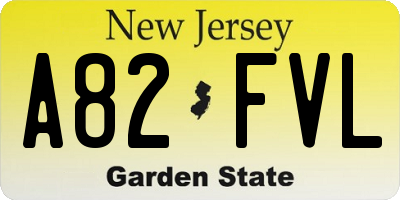 NJ license plate A82FVL