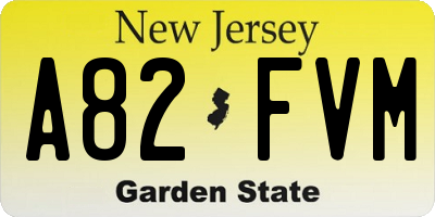 NJ license plate A82FVM