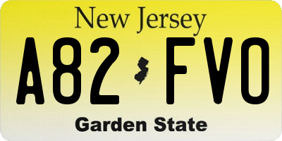 NJ license plate A82FVO