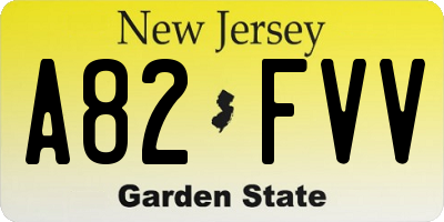 NJ license plate A82FVV