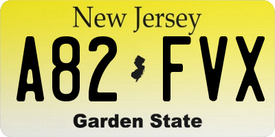 NJ license plate A82FVX